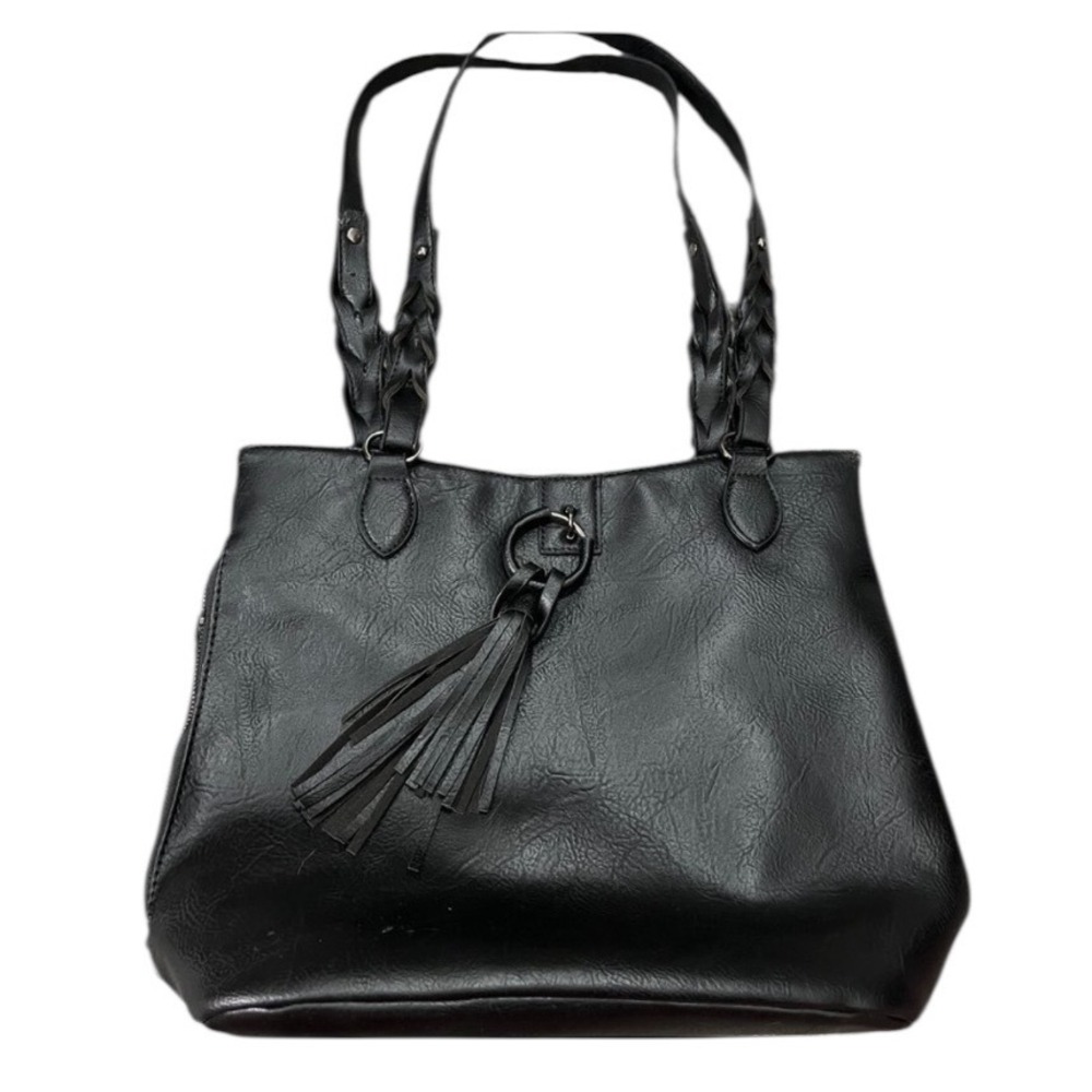 Chic Faux‎ Leather Tote with Braided Handles